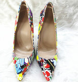 High-heels with Colorful Patterns Fashion Women Party Shoes yy10