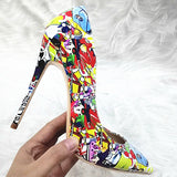 High-heels with Colorful Patterns Fashion Women Party Shoes yy10