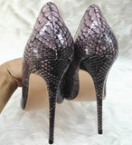 High-heels with Purple Snakeskin Pattern Fashion Women Party Shoes yy13