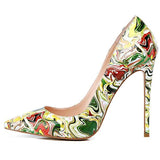 High-heels with Colorful Patterns Fashion Evening Party Shoes yy01