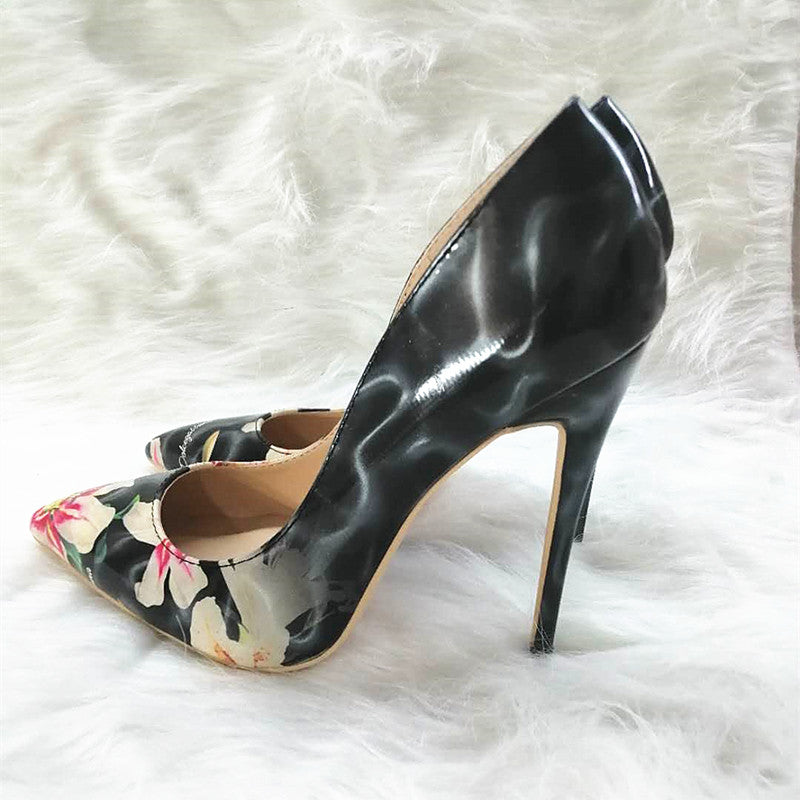 High-heels with Ink Lotus Pattern Fashion Women Party Shoes yy15