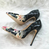 High-heels with Ink Lotus Pattern Fashion Women Party Shoes yy15