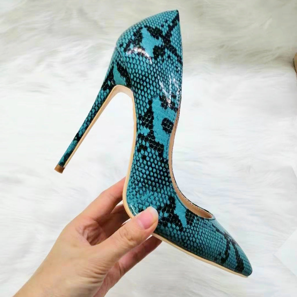 Snakeskin Pattern Pointed Pumps With Thin 13cm Lime Green Heels For Womens  Nightclub And Work From Hangzhoukk, $35.89 | DHgate.Com