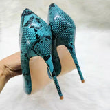 High-heels with Blue Snakeskin Pattern Fashion Women Party Shoes yy19