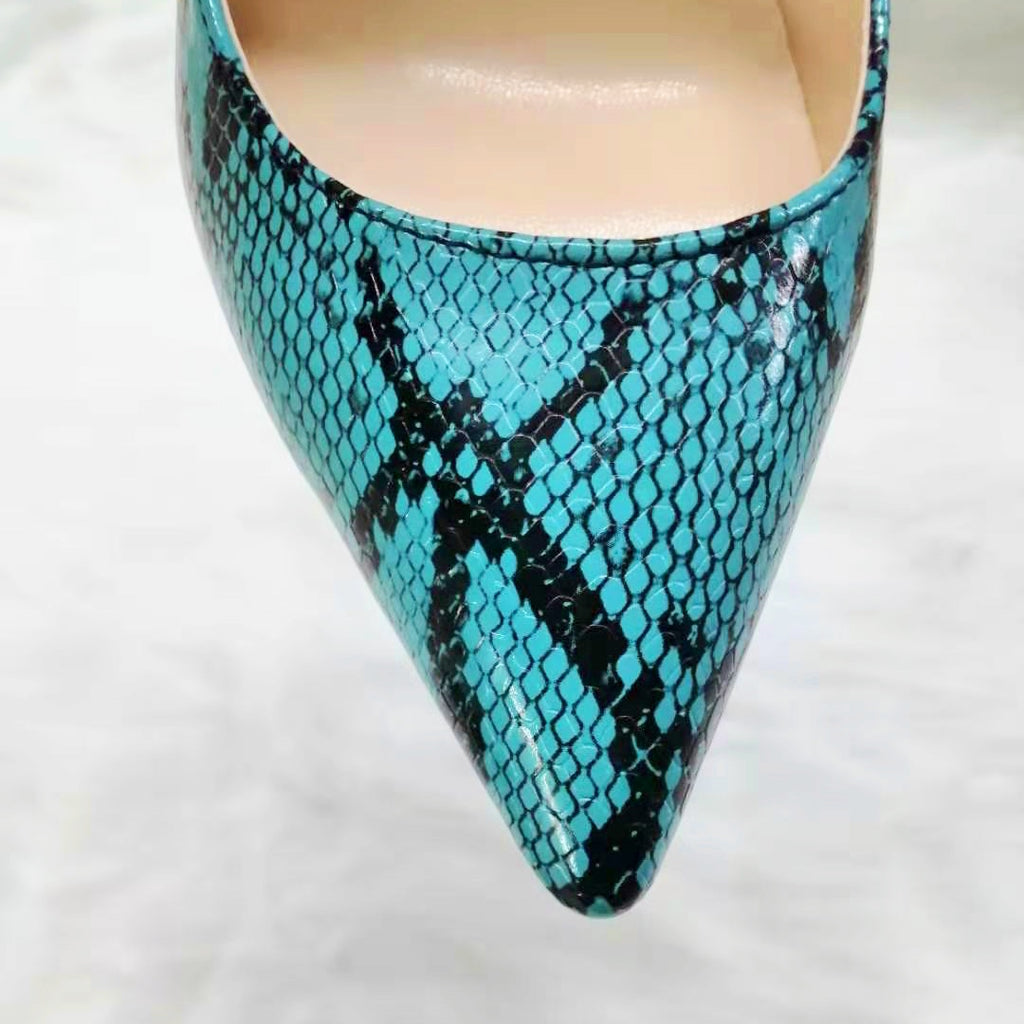 High-heels with Blue Snakeskin Pattern Fashion Women Party Shoes yy19