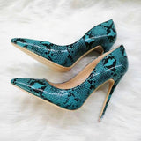 High-heels with Blue Snakeskin Pattern Fashion Women Party Shoes yy19