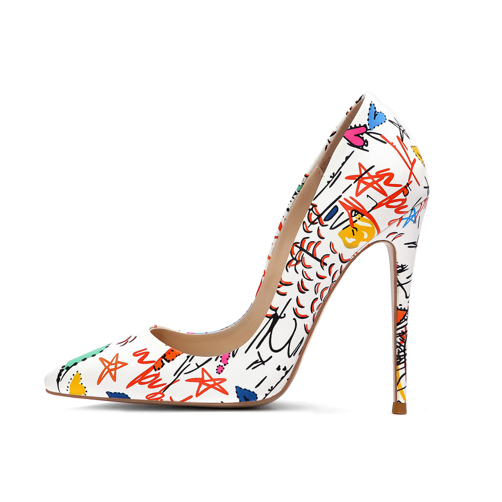 High Heels with Colourful Patterns Evening Party Shoes yy23