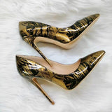 High-heels with gold and black Patterns Fashion Women Party Shoes yy29