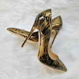 High-heels with gold and black Patterns Fashion Women Party Shoes yy29