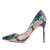 High-heels with Multi-colored Snakeskin Pattern Fashion Women Party Shoes yy03