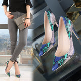 High-heels with Multi-colored Snakeskin Pattern Fashion Women Party Shoes yy03