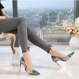 High-heels with Multi-colored Snakeskin Pattern Fashion Women Party Shoes yy03