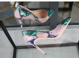 High-heels with Multi-colored Snakeskin Pattern Fashion Women Party Shoes yy03