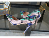 High-heels with Multi-colored Snakeskin Pattern Fashion Women Party Shoes yy03