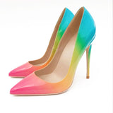 Rainbow-Colored High-heels Fashion Women Party Shoes yy04