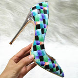 High-heels with Colorful Patterns Fashion Women Party Shoes yy06