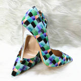 High-heels with Colorful Patterns Fashion Women Party Shoes yy06