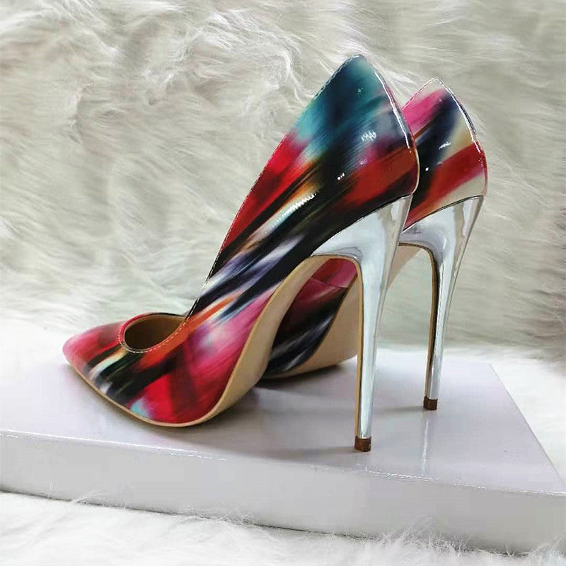 High-heels with Colorful Patterns Fashion Women Party Shoes yy07