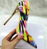 High-heels with Colorful Patterns Fashion Women Party Shoes yy08