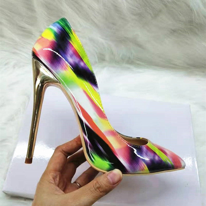 High-heels with Colorful Patterns Fashion Women Party Shoes yy08