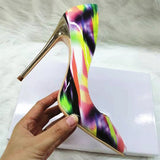 High-heels with Colorful Patterns Fashion Women Party Shoes yy08