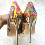 High-heels with Colorful Patterns Fashion Women Party Shoes yy09